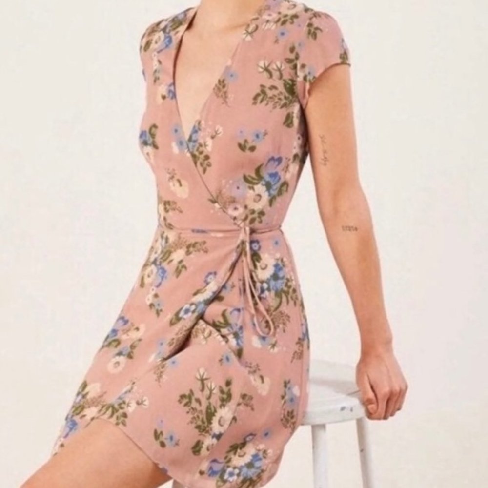 Reformation pink floral Dawn dress, size XS
